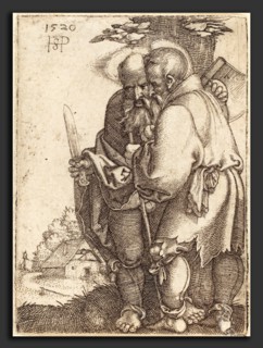 Sebald Beham (German, 1500 - 1550), Bartholomew and Matthias, 1520, engraving