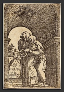 Albrecht Altdorfer (German, 1480 or before - 1538), Joachim Embracing Anna, c. 1513, woodcut