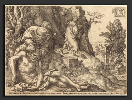 Heinrich Aldegrever (German, 1502 - 1555-1561), The Good Samaritan Ministering to the Traveler,