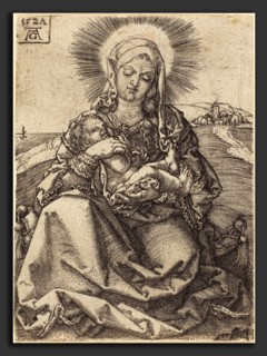 Heinrich Aldegrever (German, 1502 - 1555-1561), Madonna in a Landscape Sitting on a Cushion, 1527,