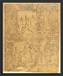 German 15th Century, Apocalypse of John, Leaf 10, c. 1465, woodcut