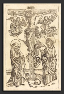 German 15th Century, Christ on the Cross with Angels, 1490-1500, woodcut
