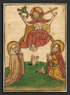 Ludwig of Ulm (German, active 1450-1470), The Last Judgment, hand-colored woodcut (blockbook page)