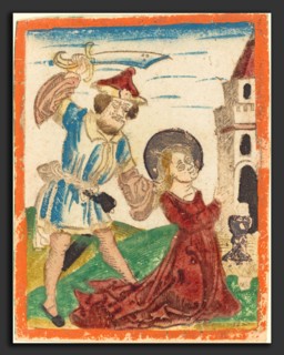 German 15th Century, The Martyrdom of Saint Barbara, c. 1480-1490, woodcut in lt. brown,