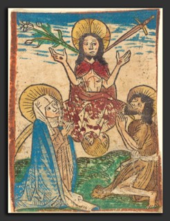 German 15th Century, Last Judgment, c. 1490, hand-colored woodcut