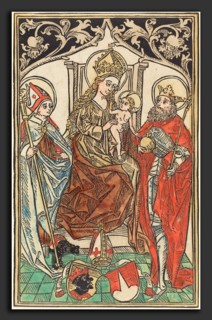 German 15th Century, The Madonna and Child Enthroned, with Saints Corbinian and Sigismund, 1492,