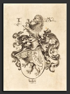 Israhel van Meckenem (German, c. 1445 - 1503), Coat of Arms with Lion, c. 1480-1490, engraving