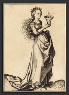 Martin Schongauer (German, c. 1450 - 1491), First Wise Virgin, c. 1490, engraving
