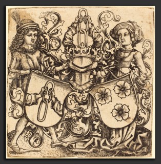 Master bg (German, active c. 1470-1490), Arms of Rohrbach and Holzhausen, c. 1480-1490, engraving