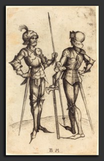 Master BM (German, active c. 1480-1500), Two Men in Armour, c. 1480-1490, engraving