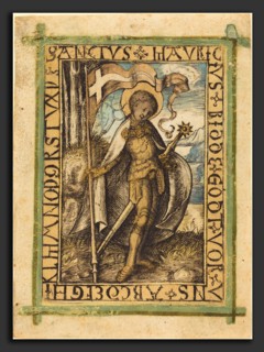 German 15th Century, Saint Maurice, c. 1480-1490, engraving, hand-colored