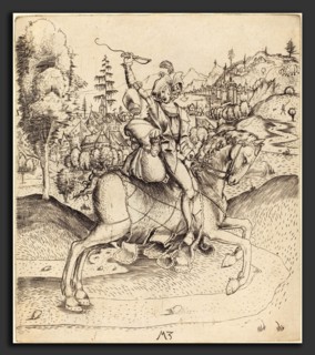 Master MZ (German, active c. 1500), Knight and Lady on Horseback, c. 1500, engraving