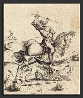 Master MZ (German, active c. 1500), Saint George and the Dragon, c. 1500, engraving