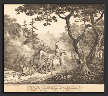 Horace Vernet and Hippolyte Lecomte (French, 1781 - 1857), Wounded French Attacked by a Cosack,
