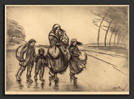 Théophile Alexandre Steinlen, In the Rain: Mother and Children (Sous la pluie: La mere et les