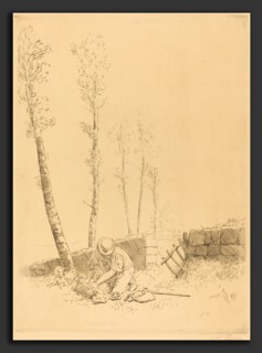Alphonse Legros, Finding the Sheep (Le mouton retrouve), French, 1837 - 1911, etching
