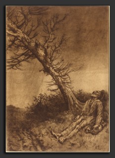 Alphonse Legros, Death of the Vagabond (La mort du vagabond), French, 1837 - 1911, etching,