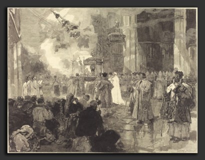 Daniel Vierge, Les FÃªtes de Sainte-Jacques de Compostelle: La Procession des Réliques, Spanish,