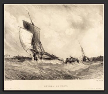 EugÃ¨ne Isabey (French, 1803 - 1886), Retour au port, 1833, lithograph