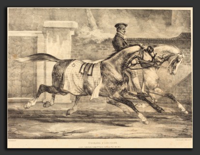 Théodore Gericault (French, 1791 - 1824), Horses Exercising, 1821, lithograph