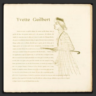 Henri de Toulouse-Lautrec (French, 1864 - 1901), Yvette Guilbert, 1894, lithograph in olive green