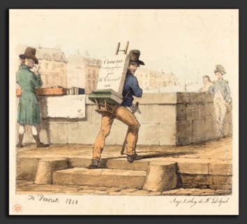 Horace Vernet (French, 1789 - 1863), Artist Carrying Easel with a Lithographic Stone, 1818,