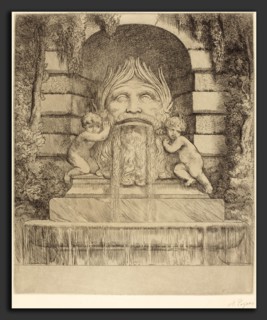 Alphonse Legros, Fountain: Grotesque, Children and Basin (Une fountaine: Masque, enfants et