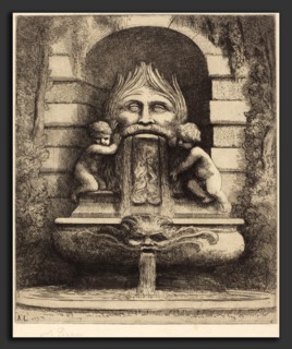 Alphonse Legros, Fountain: Grotesque, Children and Basin (Une fountaine: Masque, enfants et