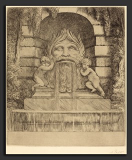 Alphonse Legros, Fountain: Grotesque, Children and Basin (Une fountaine: Masque, enfants et