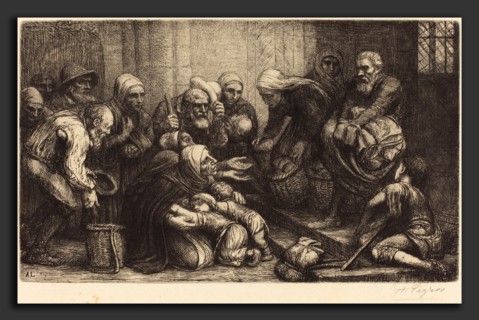 Alphonse Legros, Beggars of Brussels (Les mendiants de Bruges), French, 1837 - 1911, etching