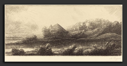 Alphonse Legros, Hut in the Marsh (Cabane dans les marais), French, 1837 - 1911, etching