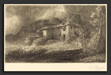 Alphonse Legros, Ruins of a Chateau (Les ruins du chateau), French, 1837 - 1911, etching