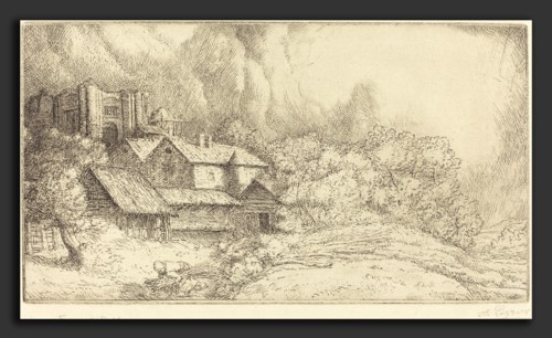 Alphonse Legros, Farm at the Monastery (La ferme de l'abbaye), French, 1837 - 1911, etching