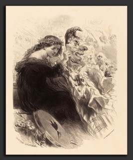 Célestin Nanteuil (French, 1813 - 1873), The Woman Behind the Mask, 1830s, lithograph on buff chine