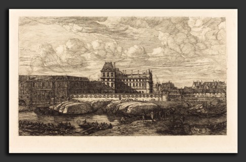 Charles Meryon (French, 1821 - 1868), L'ancien Louvre d'aprÃ¨s une peinture de Zeeman, 1651 (The