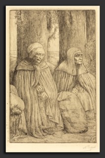 Alphonse Legros, Peasants (Paysannes), French, 1837 - 1911, etching? and drypoint