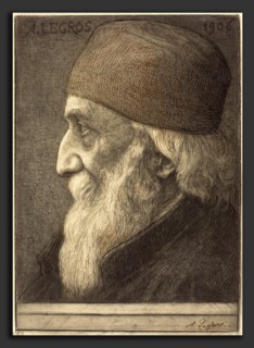 Alphonse Legros, Self-Portrait, 13th plate, French, 1837 - 1911, 1906, etching retouched in ink and