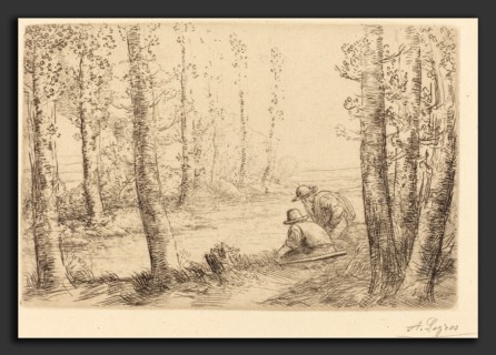 Alphonse Legros, Rest along the Banks of the River (Repos au bord de la riviere), French, 1837 -