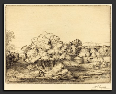 Alphonse Legros, Hamlet near the Lake (Le hameau pres du lac), French, 1837 - 1911, etching and