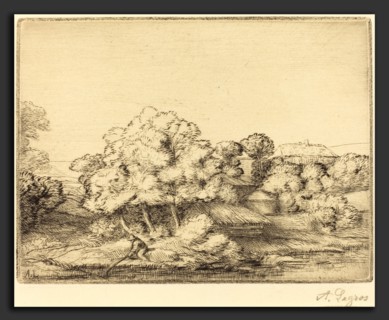 Alphonse Legros, Hamlet near the Lake (Le hameau pres du lac), French, 1837 - 1911, etching and