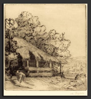 Alphonse Legros, Little Shelter (Le petit hangar), French, 1837 - 1911, etching and drypoint