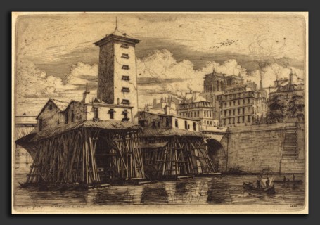 Charles Meryon (French, 1821 - 1868), La Pompe Notre-Dame, Paris (The Notre-Dame Pump), 1852,