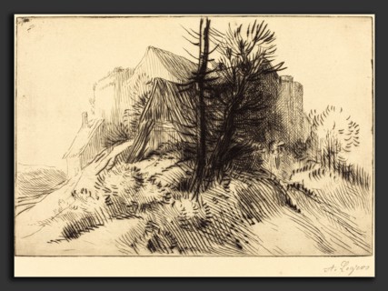 Alphonse Legros, Farm in Winter (Une ferme en hiver), French, 1837 - 1911, etching and drypoint