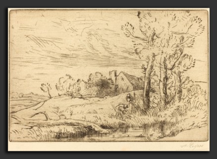 Alphonse Legros, The House of the Well (La maison du puits), French, 1837 - 1911, etching and