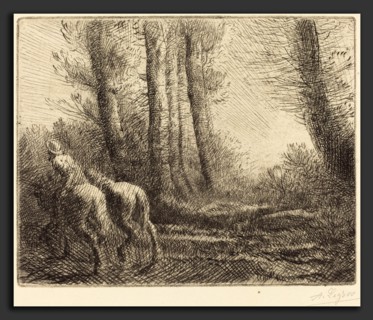 Alphonse Legros, Return from the Plowing (Le retour de labourage), French, 1837 - 1911, etching and