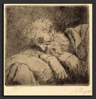 Alphonse Legros, Sleeping Beggar (Mendiant endormi), French, 1837 - 1911, etching and drypoint