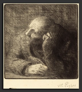 Alphonse Legros, Meditation (La meditation), French, 1837 - 1911, etching? and drypoint