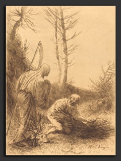 Alphonse Legros, Death and the Woodcutter, 2nd plate (Le mort et le bucheron), French, 1837 - 1911,
