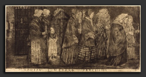 Alphonse Legros (French, 1837 - 1911), Procession in the Sepulchre of Saint Medard(Procession dans