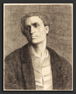 Alphonse Legros, Study of a Man's Head (Etude de tete d'homme), French, 1837 - 1911, etching